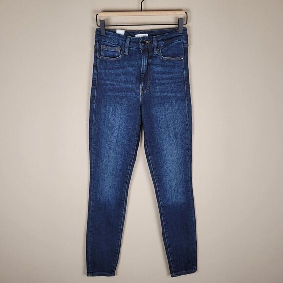 Good American Good Waist Skinny Jeans Chewed Back Pockets Blue Size 27 NWT - Picture 2 of 12